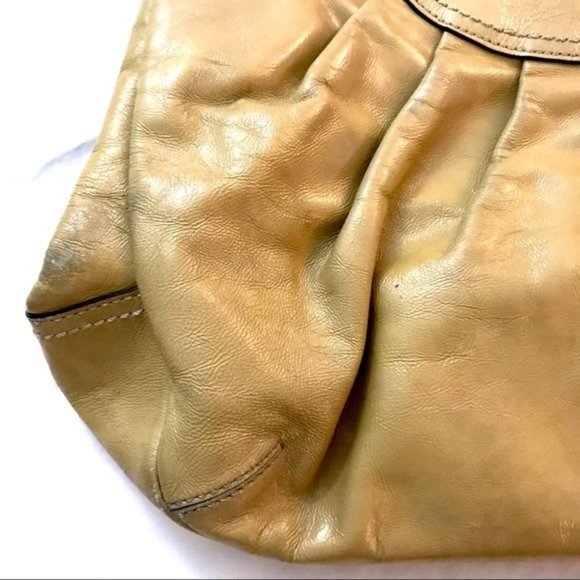 Vintage Coach Ergo Yellow Pleated Leather Kisslock Hobo Purse Bag - Picture 6 of 15